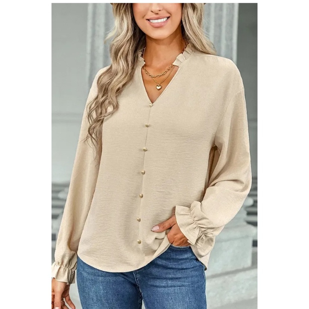 V-Neck Ruffle Blouse - Picture 2 of 3